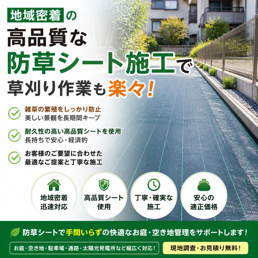 地域密着の高品質な防草シート施工で草刈り作業も楽々！