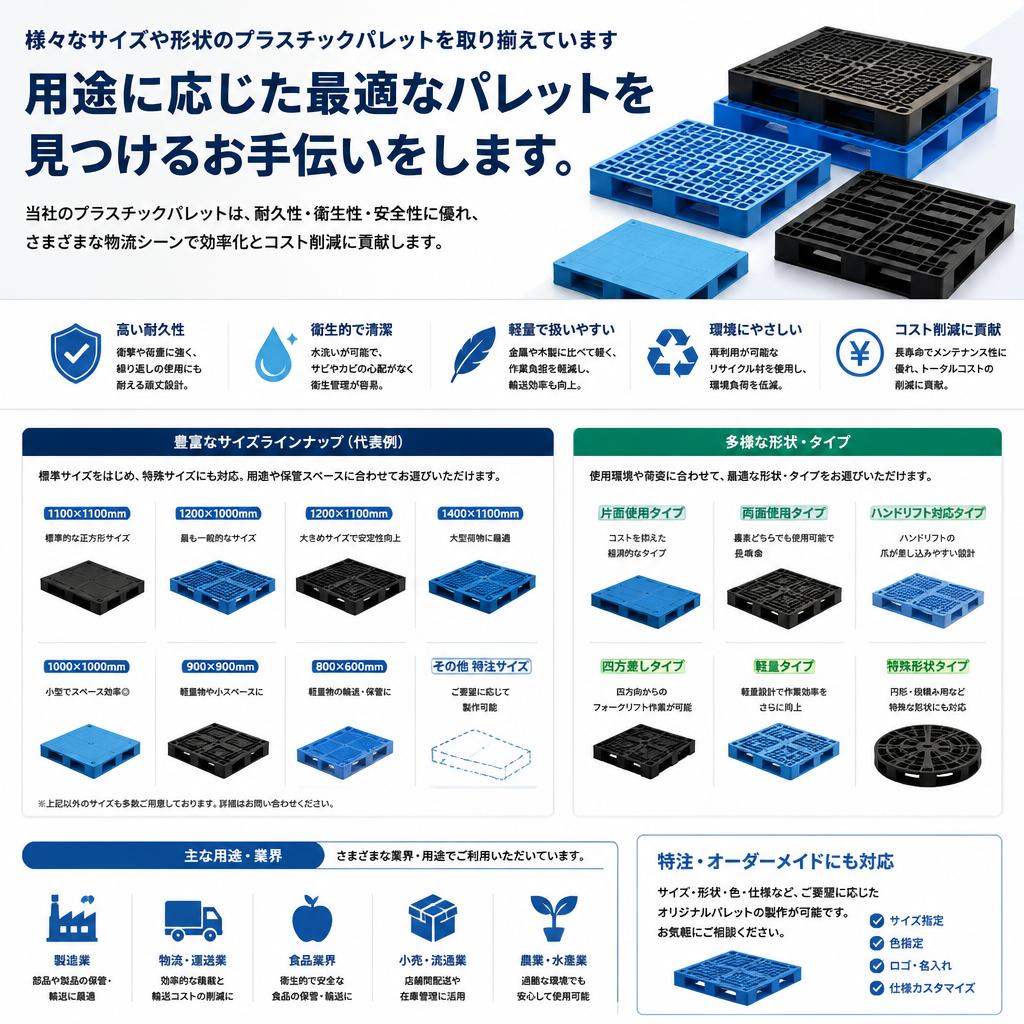 販売するプラスチックパレットの種類